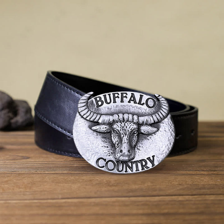 Men's DIY Buffalo Country Buckle Leather Belt