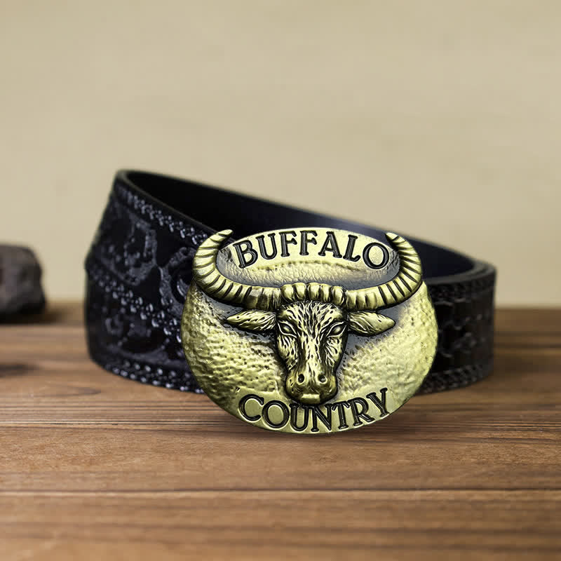 Men's DIY Buffalo Country Buckle Leather Belt