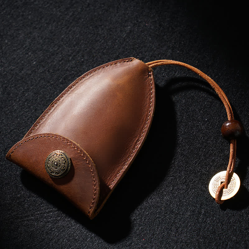 Vintage Coin Pull-out Smart Key Leather Key Case - image 0
