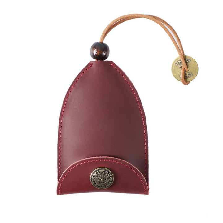 Vintage Coin Pull-out Smart Key Leather Key Case - Red - image 9