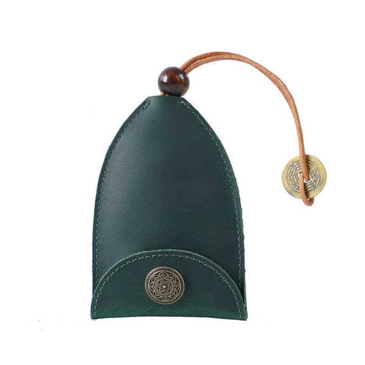 Vintage Coin Pull-out Smart Key Leather Key Case - Green - image 10