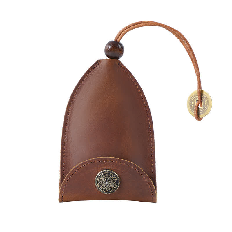 Vintage Coin Pull-out Smart Key Leather Key Case - Brown - image 2