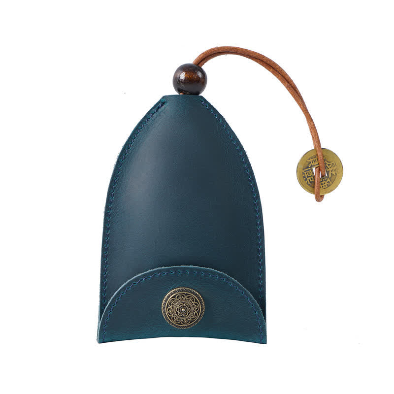 Vintage Coin Pull-out Smart Key Leather Key Case - Blue - image 11