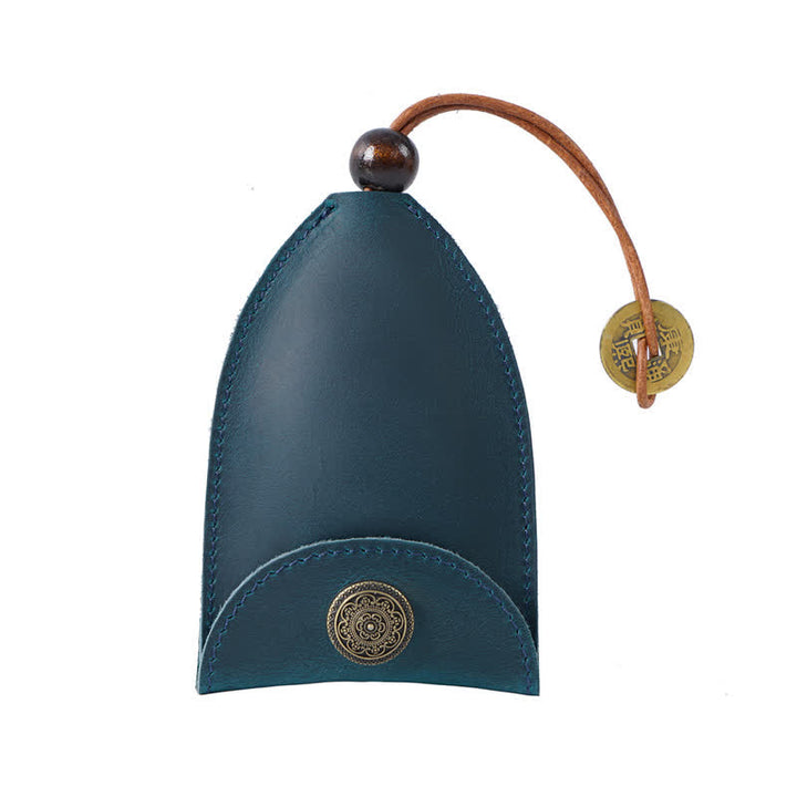 Vintage Coin Pull-out Smart Key Leather Key Case - Blue - image 11