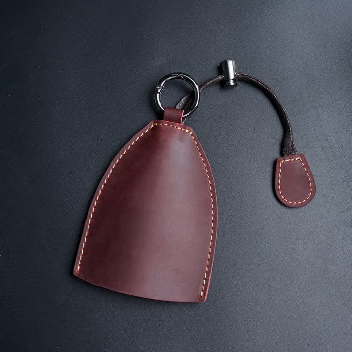 Genuine Leather Storage Bag Pull-out Key Case - Burgundy - image 13