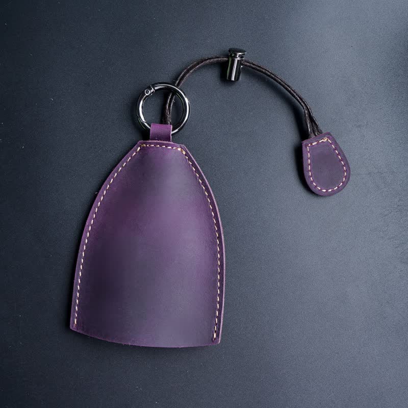 Genuine Leather Storage Bag Pull-out Key Case - Purple - image 17