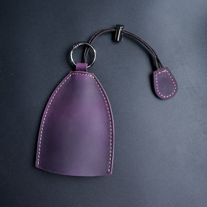 Genuine Leather Storage Bag Pull-out Key Case - Purple - image 17