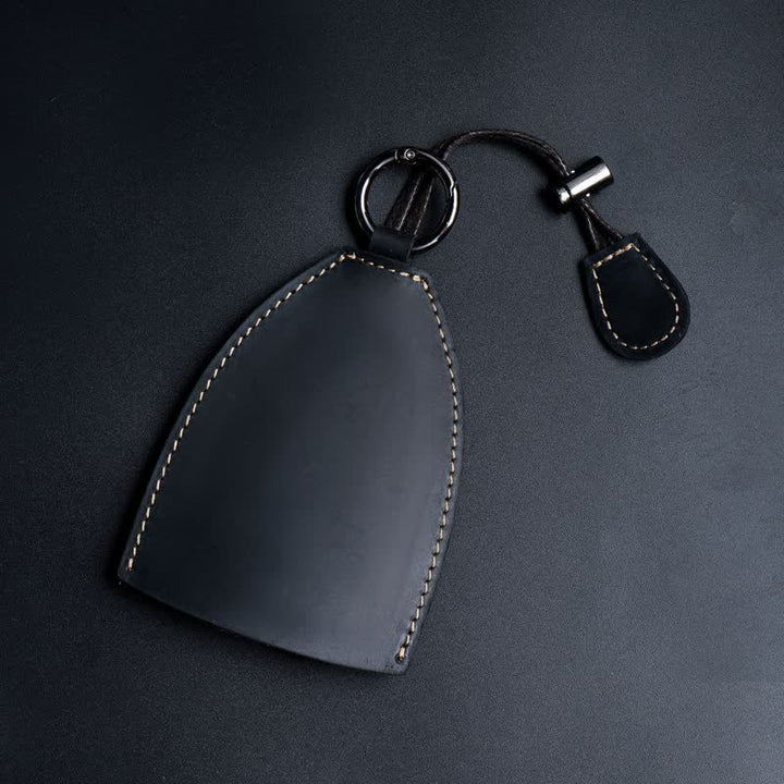 Genuine Leather Storage Bag Pull-out Key Case - Black - image 11