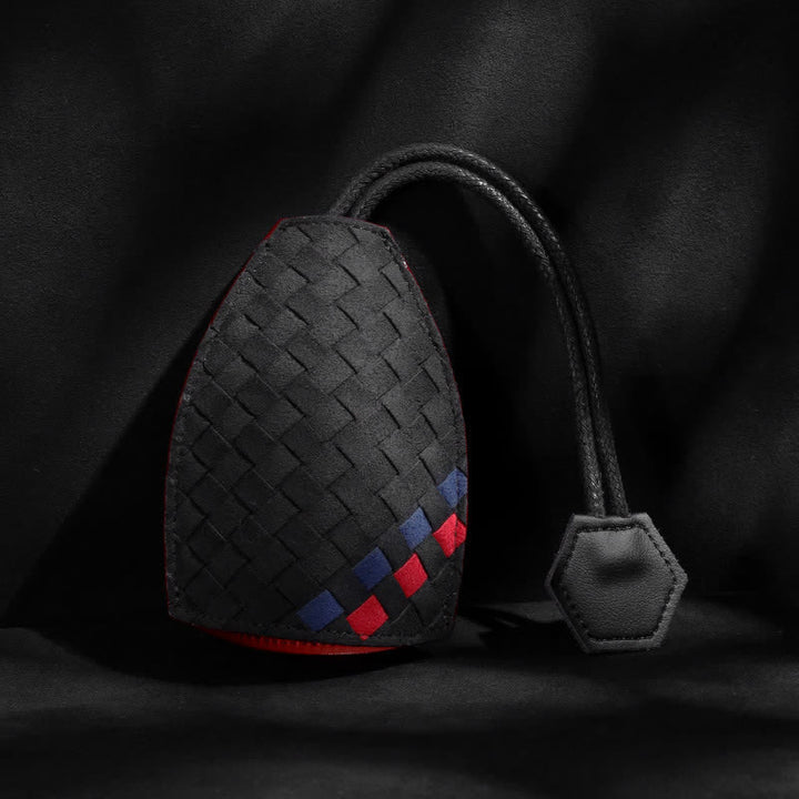Modern Weave Pull-out Leather Car Key Case - Black #2 - image 6