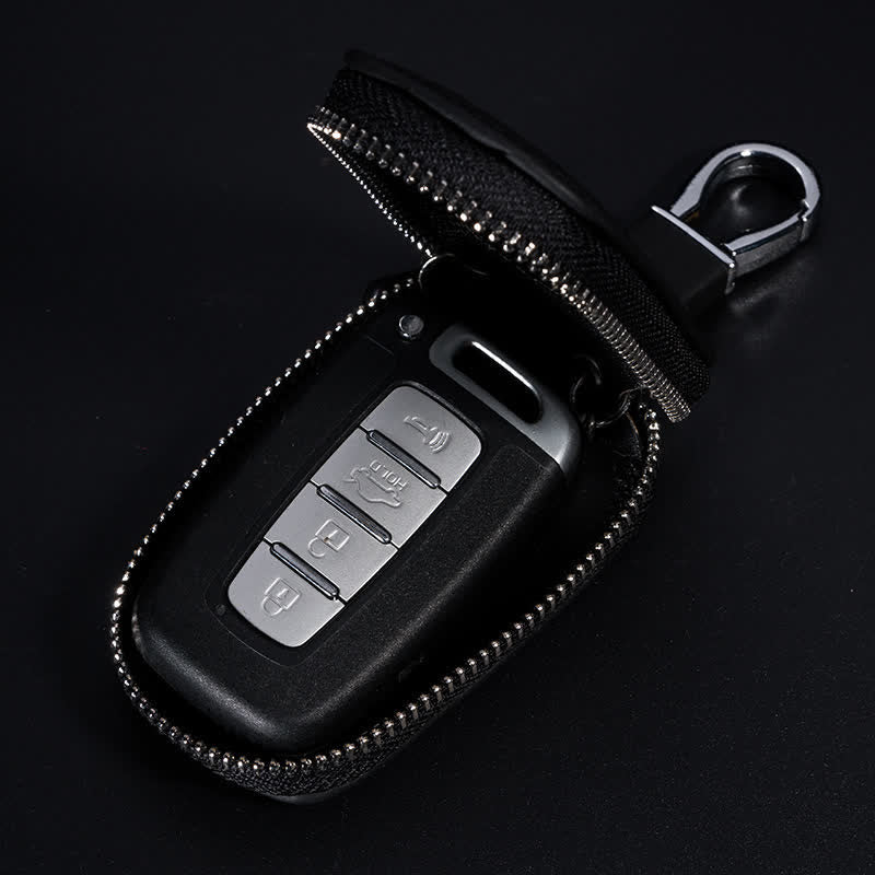 Multi-Functional Zipper V Pattern Leather Car Key Case - image 3