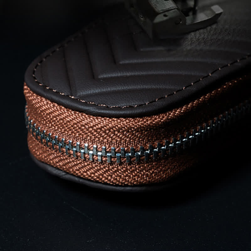 Multi-Functional Zipper V Pattern Leather Car Key Case - image 4