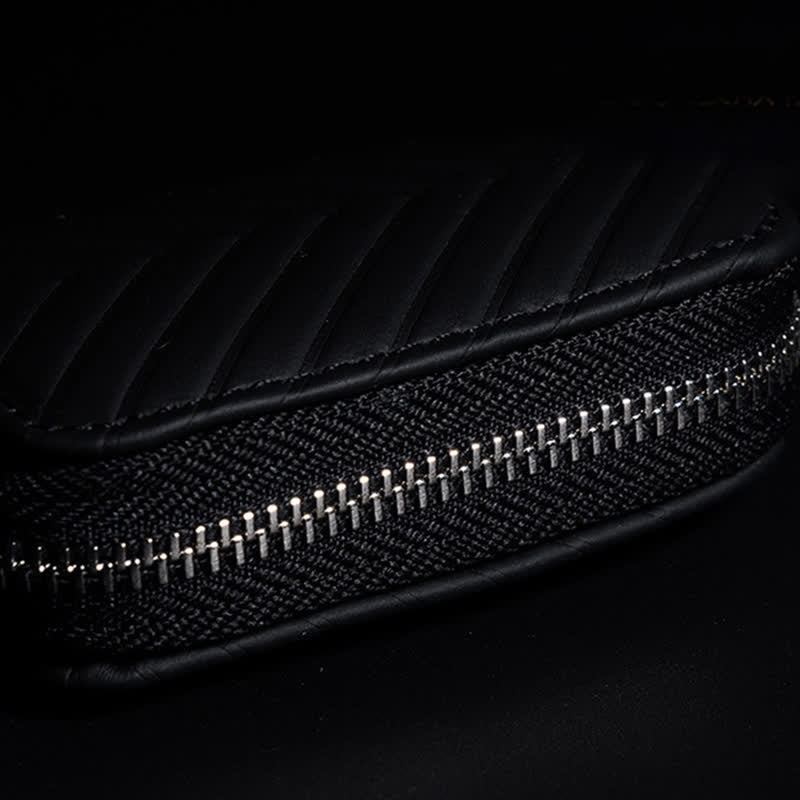 Multi-Functional Zipper V Pattern Leather Car Key Case - image 6