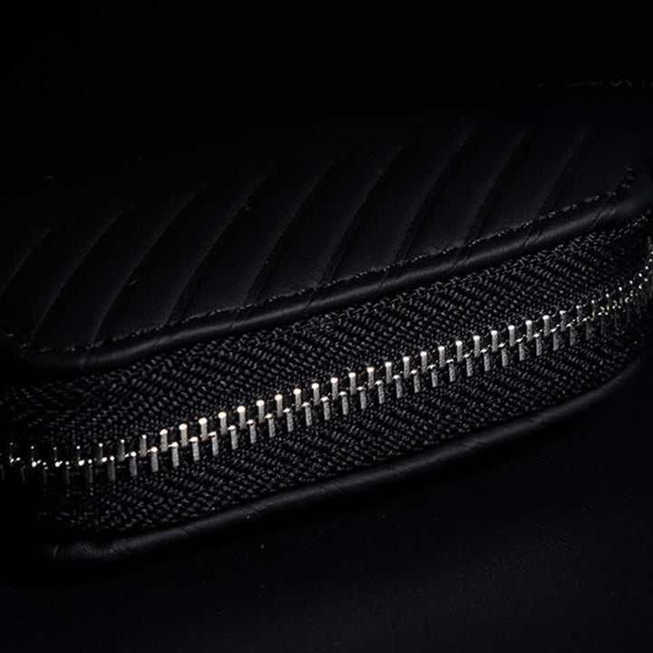 Multi-Functional Zipper V Pattern Leather Car Key Case - image 6