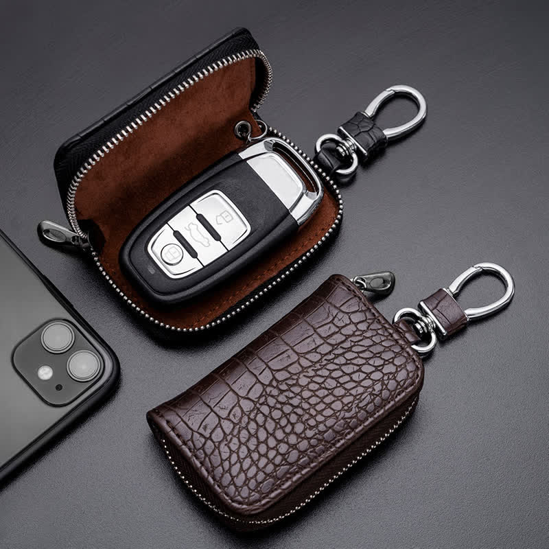 Alligator Pattern Zipper Bag Leather Car Key Case - image 0