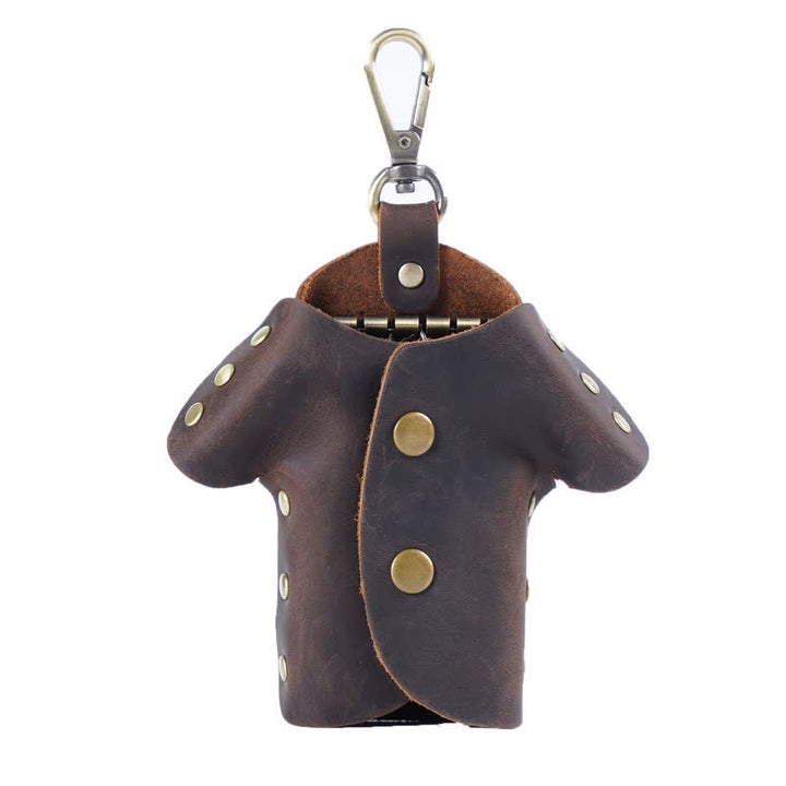Creative Cute Clothes Shape Leather Key Case - Coffee - image 12