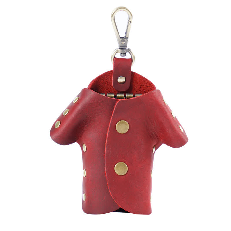 Creative Cute Clothes Shape Leather Key Case - Red - image 14