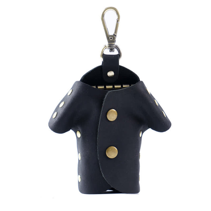 Creative Cute Clothes Shape Leather Key Case - Black - image 2