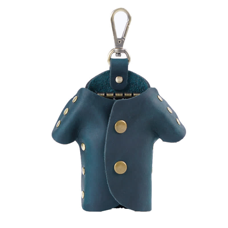 Creative Cute Clothes Shape Leather Key Case - Blue - image 15