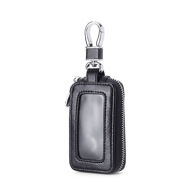 Convenient Transparent Window Zipper Leather Key Case - image 4