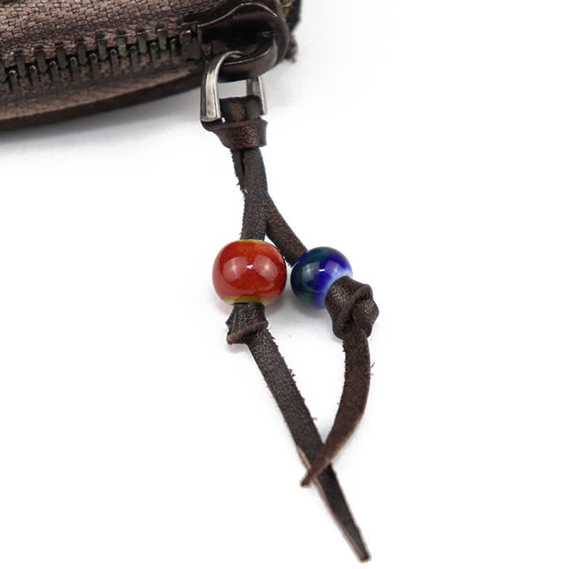 Vintage Medieval Zipper Wallet Leather Key Case - image 9