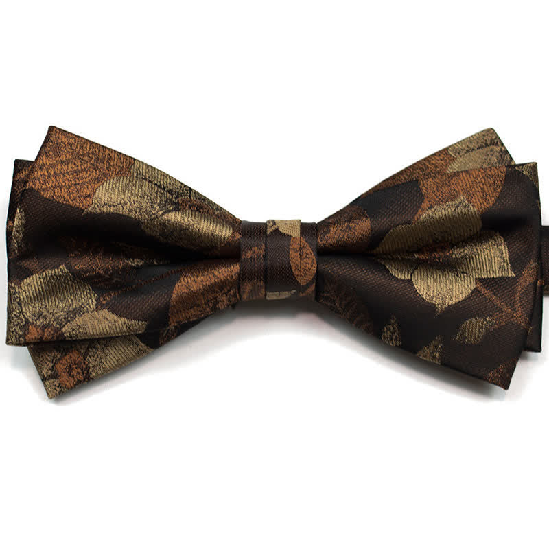 Men's Autumn Brown Leaves Floral Bow Tie Necktie