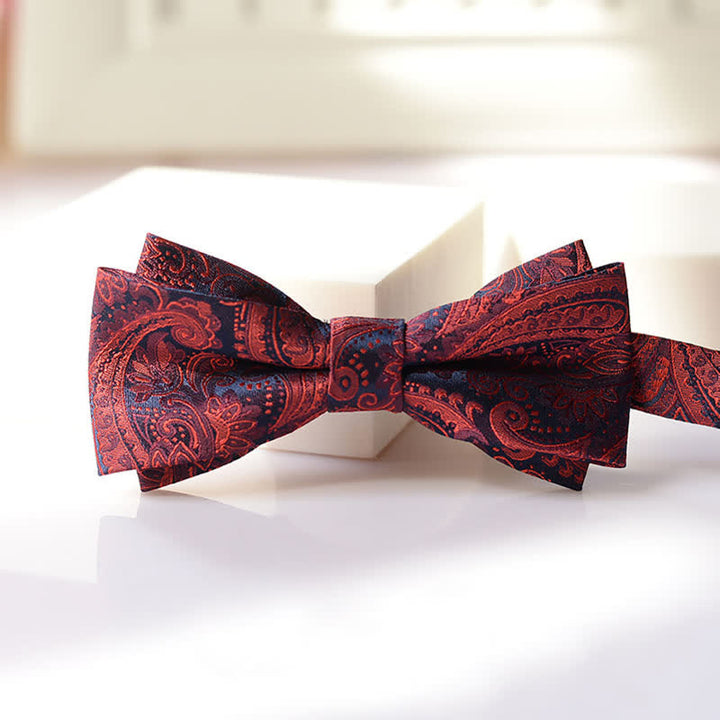 Men's Vintage Paisley Pattern Double Layers Bow Tie