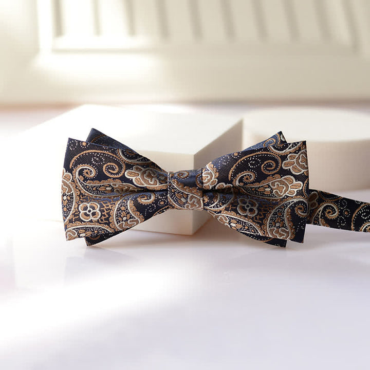 Men's Vintage Paisley Pattern Double Layers Bow Tie