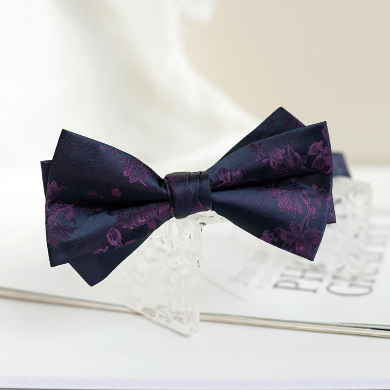 Men's Elegant Iris Floral Pattern Bow Tie