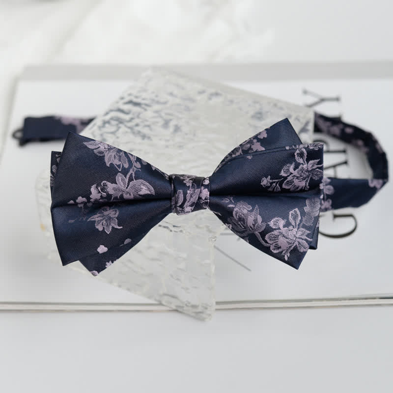 Men's Elegant Iris Floral Pattern Bow Tie