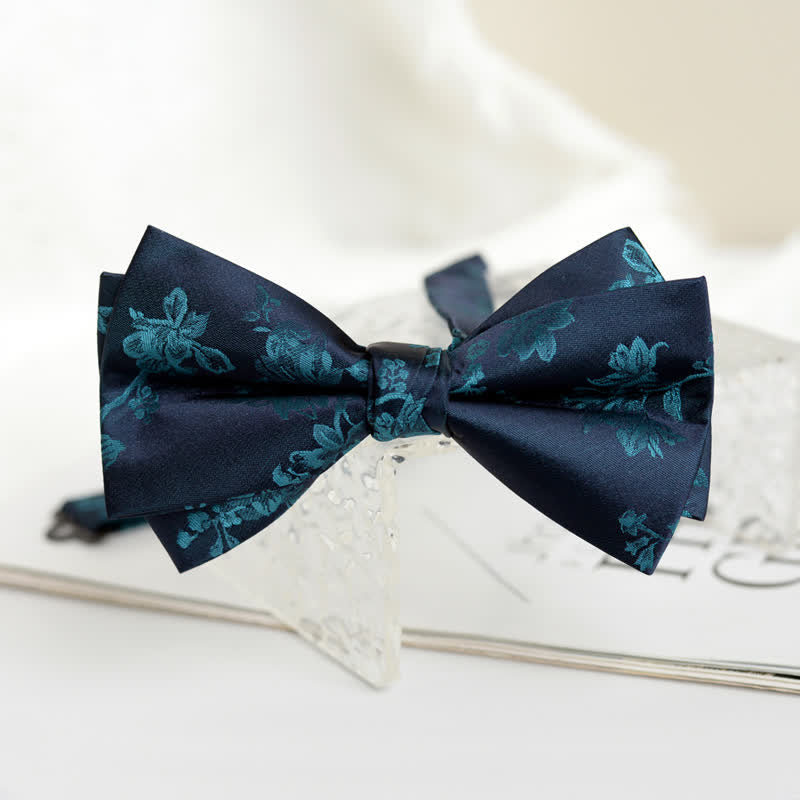 Men's Elegant Iris Floral Pattern Bow Tie