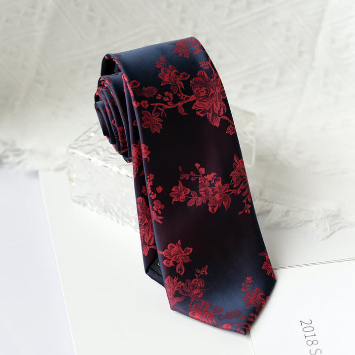 Men's Elegant Iris Floral Pattern Necktie