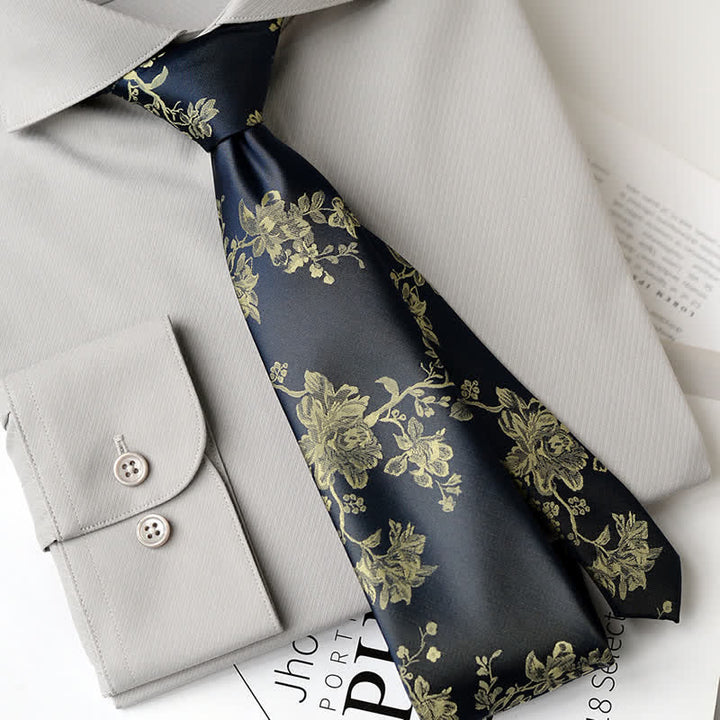 Men's Elegant Iris Floral Pattern Necktie