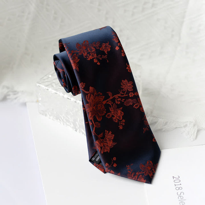 Men's Elegant Iris Floral Pattern Necktie