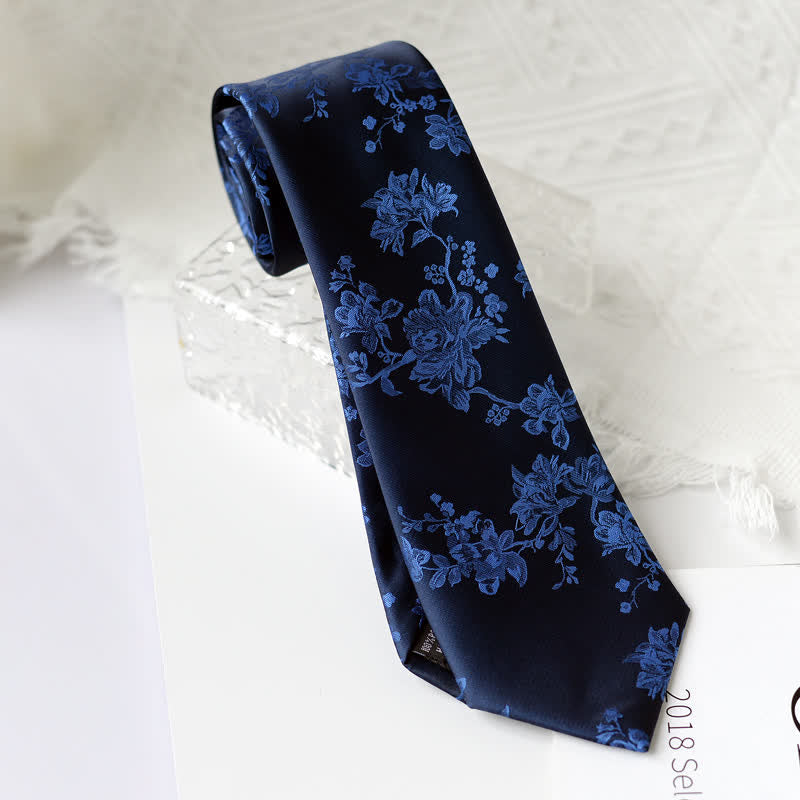 Men's Elegant Iris Floral Pattern Necktie