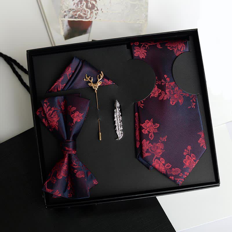 5Pcs Men's Iris Pttern Fashion Wedding Bow Ties Gift Box