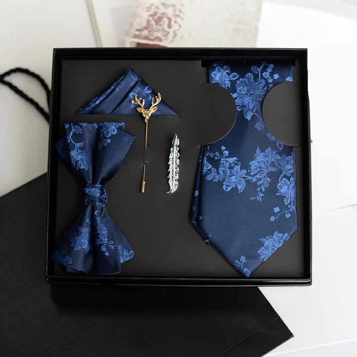 5Pcs Men's Iris Pttern Fashion Wedding Bow Ties Gift Box