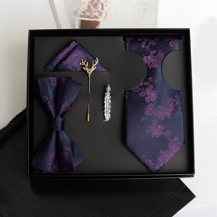 5Pcs Men's Iris Pttern Fashion Wedding Bow Ties Gift Box