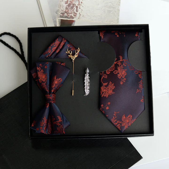 5Pcs Men's Iris Pttern Fashion Wedding Bow Ties Gift Box