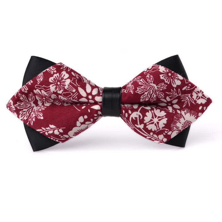 Men's Floral Double Layered Pointed Cotton Bow Tie