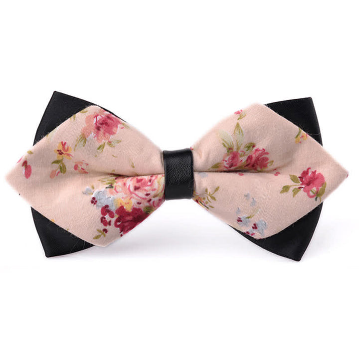 Men's Floral Double Layered Pointed Cotton Bow Tie