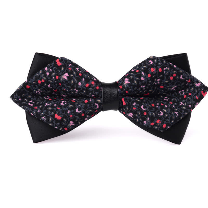 Men's Floral Double Layered Pointed Cotton Bow Tie