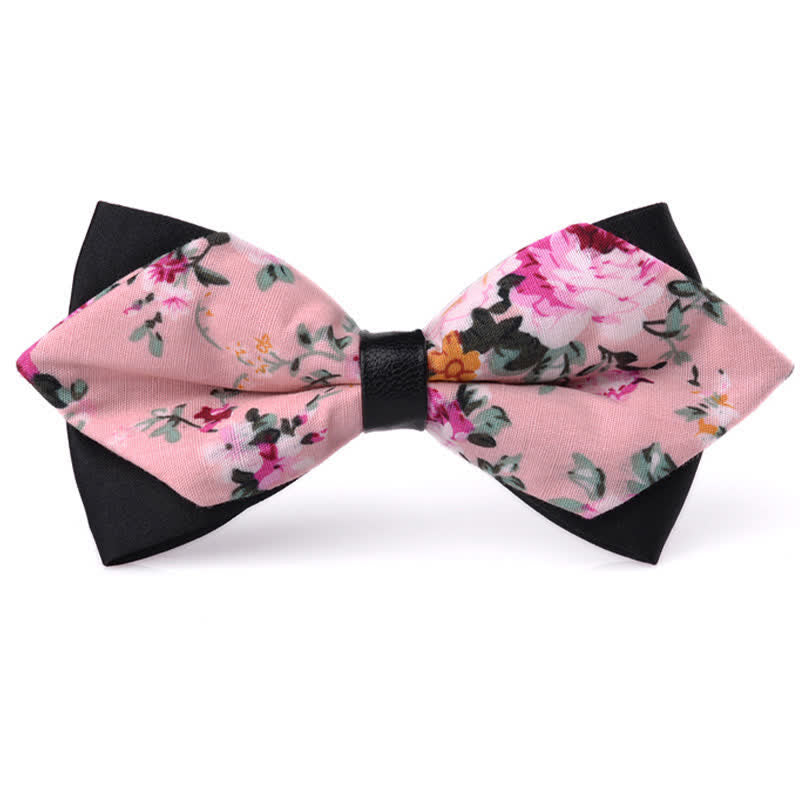 Men's Floral Double Layered Pointed Cotton Bow Tie