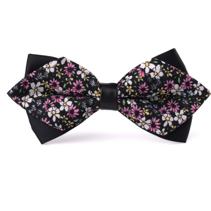 Men's Floral Double Layered Pointed Cotton Bow Tie