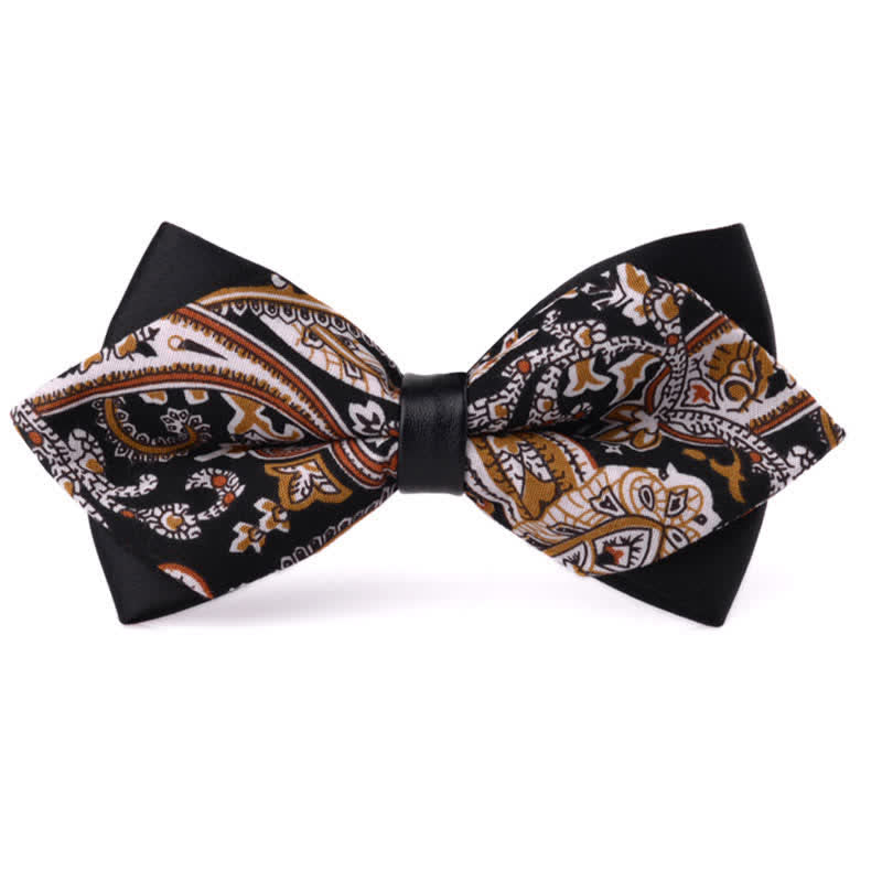 Men's Floral Double Layered Pointed Cotton Bow Tie