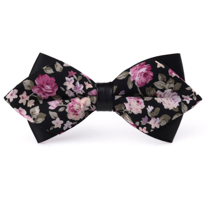 Men's Floral Double Layered Pointed Cotton Bow Tie