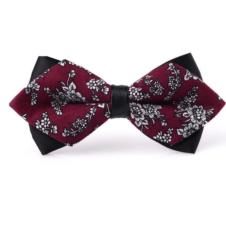 Men's Floral Double Layered Pointed Cotton Bow Tie