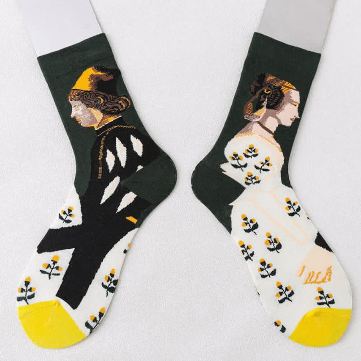 Men's Artistic Forest Oil Painting Crew Socks