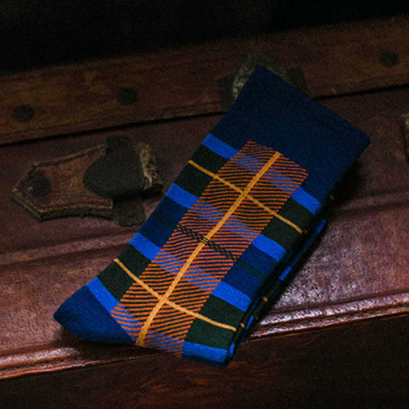 Men's Leisure Lattice Plaid Crew Socks