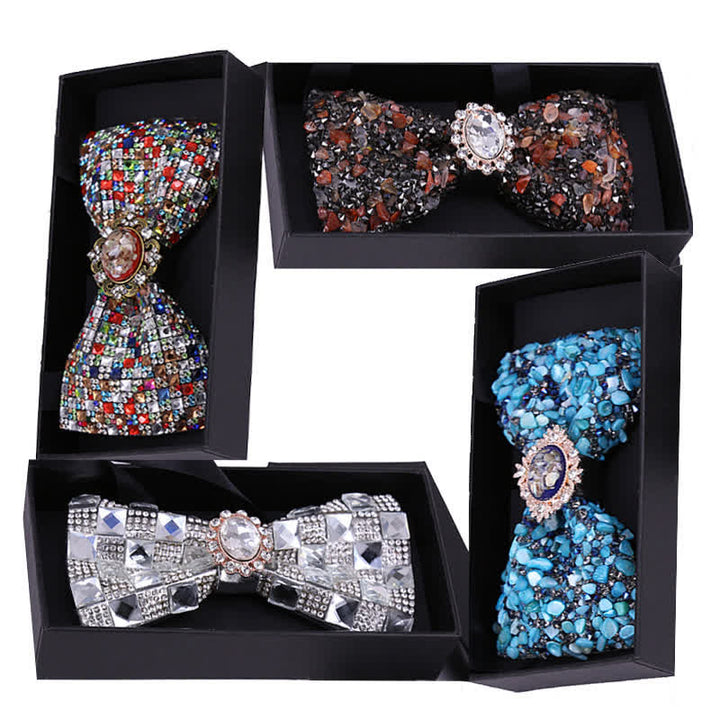 Men's Bright Beads Stone Rhinestone Bow Tie