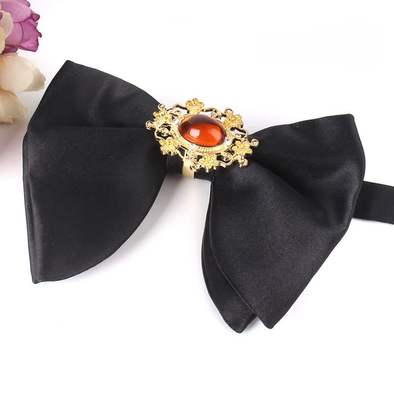 Men's Black Butterfly Rhinestone Oversized Pointed Bow Tie